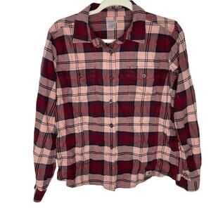 Carhartt Pink and Red Women's Flannel Size Large